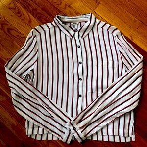 Forever 21 Red & Blue Striped Cropped Blouse M